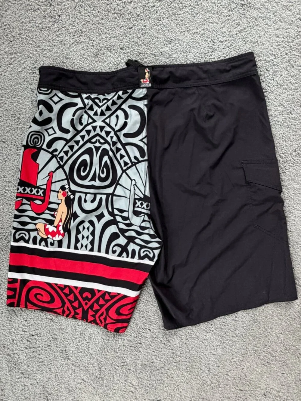 Rare Hinano Tahiti Collection Boardshorts -Men's Size 40 -Bold Polynesian Print
